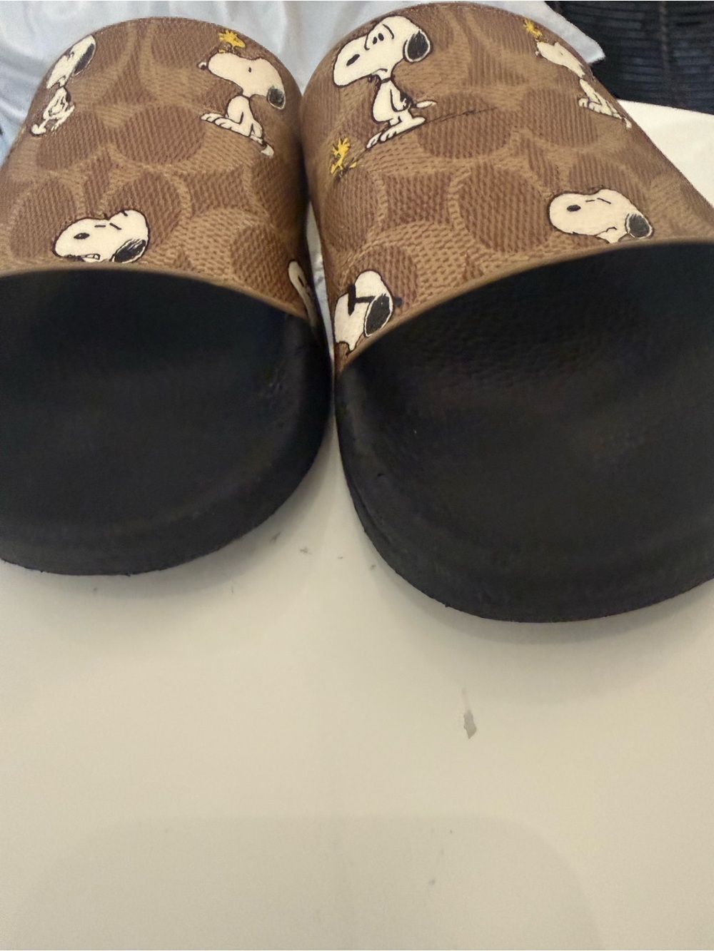 Coach Brown Logo Snoopy Print Slide Sandals - Picture 6 of 8